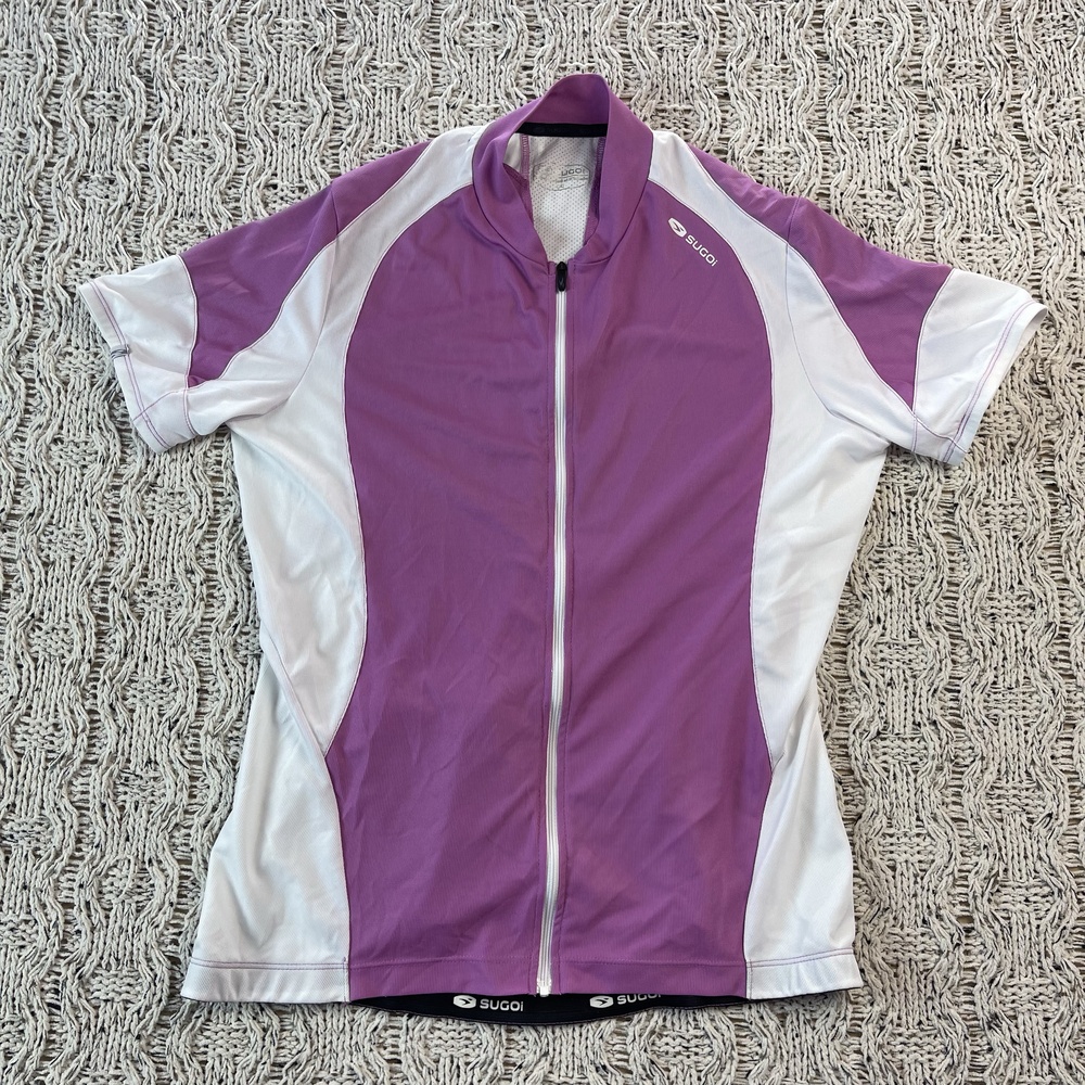 Sugoi Cycling Jersey Womens Large Purple Polyester Full-Length Front Zip Top